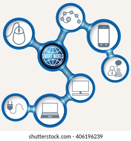 Vector blue frames for your text and smart world symbol