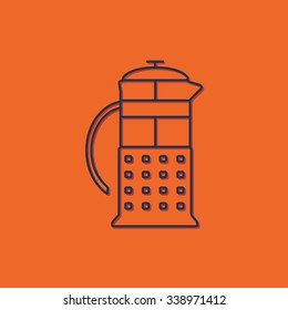 Vector blue franch press icon on orange background 