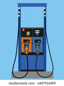 vector blue fuel pump and nozzle isolate on white background
