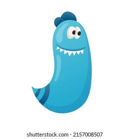 Vector blue funny monster isolated on white.