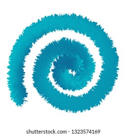 Vector blue fur 3D spiral isolated on white background. EPS10.