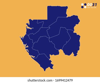 Vector blue of Gabon map on yellow background.