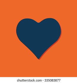 Vector blue game heart icon on orange background 