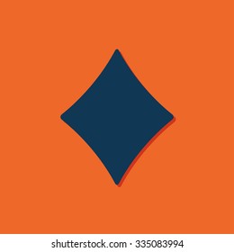 Vector blue game rhombus icon on orange background 