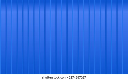 Vector Blue Garage Door. Vertical Lines, Metal Siding Roof. Plastic Siding Wall, Seamless Pattern. Outside Home Decoration. Linear Zinc Warehouse Texture. Grooved Metal Sheetю. Plastic Plate Row