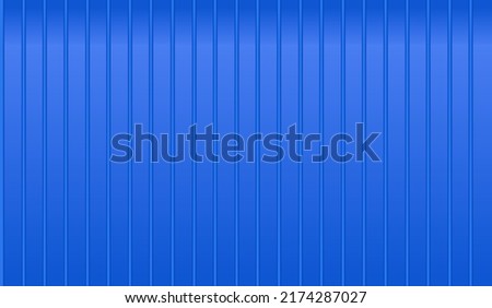 Vector blue garage door. Vertical lines, metal siding roof. Plastic siding wall, seamless pattern. Outside home decoration. Linear zinc warehouse texture. Grooved metal sheetю. Plastic plate row Foto stock © 