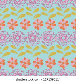 Vector blue garden tea party seamless pattern. Perfect for fabric, scrapbooking, wallpaper projects.