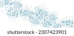Vector blue geometric  abstract background frame. Pattern of chaotic hexagons, particles, fragments. Group of cells, an information grid. Banner for business, technology, medicine, presentations.