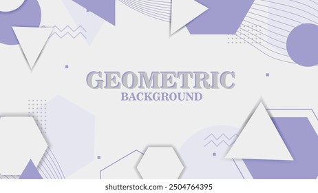 Vector blue Geometric Background with line and shape (round circle, triangle, hexagon)