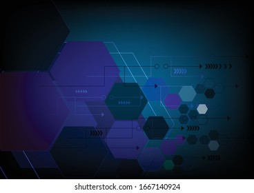 Decoración de fondo del hexágono geométrico azul vectorial