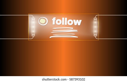 Vector blue glass transparency objects and lights and the word follow
