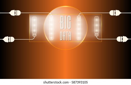Vector blue glass transparency objects and lights and the words big data