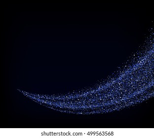 Vector blue glitter wave abstract background, blue sparkles on black background, vip design template