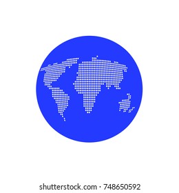 Vector Blue Globe Icon Isolated on White Background