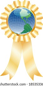 globo azul vectorial con cinta