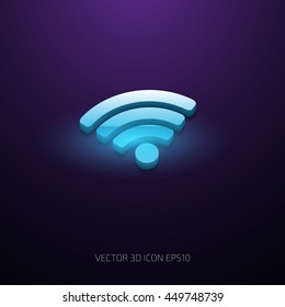Vector blue glossy 3d wifi icon