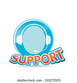 vector blue glossy web support icon on white background. vector web assistant button.