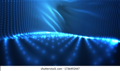 vector blue glowing data stream in virtual space