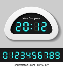 vector blue glowing digital numbers - clock or counter