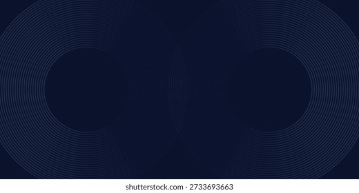 Líneas geométricas brillantes azules del Vector en fondo azul oscuro. Modelo azul brillante moderno de las líneas del círculo abstracto

