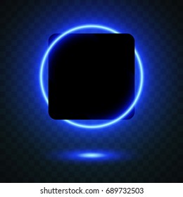 Vector blue glowing glass banner