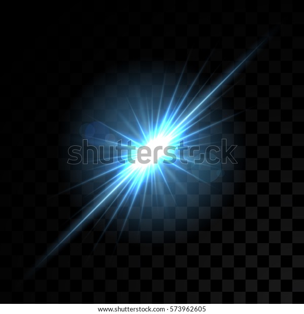 透明な背景にベクター青の光 特殊効果の光線 火花 星が破裂 閃光 スポットライトフレア 照明 のベクター画像素材 ロイヤリティフリー