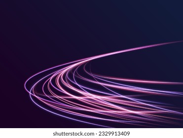 Efecto de flujo de aire de las líneas de brillo azul del vector. Fondo del vector de conexión de velocidad. Aceleración de transferencia de datos rápida de la base de datos. Visualización del tráfico de grandes datos, tráfico dinámico de transmisión de datos de alta velocidad.	