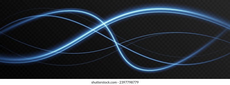 Líneas de brillo azul vectorial png. Líneas mágicas de luz. Líneas torcidas y rápidas. Sendero claro, olas brillantes. Movimiento del flujo de energía. Efecto ligero. Papúa Nueva Guinea.
