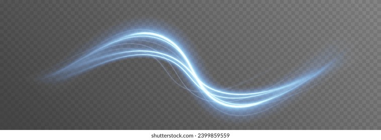 Líneas de brillo azul vectorial png. Líneas mágicas de luz. Líneas torcidas y rápidas. Sendero claro, olas brillantes. Movimiento del flujo de energía. Efecto ligero. Papúa Nueva Guinea.