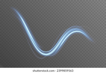 Vektorblaue leuchtende Linien png. Magische Lichtlinien. Schnell verdrehte Linien. Lichtweg, glühende Wellen. Bewegung des Energieflusses. Lichteffekt. PNG.