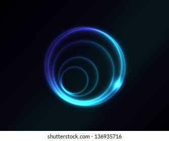Vector blue glowing spiral on dark background. Space and spirit.