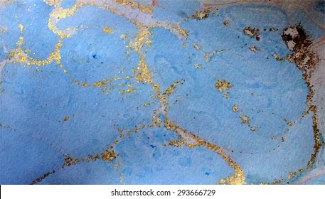 vector blue and gold abstract marbled background