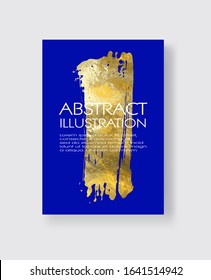 Vector Blue and Gold Design Templates for Brochures, Flyers, Mobile Technologies, Applications, Online Services, Typographic Emblems, Logo, Banners and Infographic. Golden Abstract Modern Background.