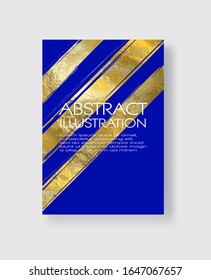 Vector Blue and Gold Design Templates for Brochures, Flyers, Mobile Technologies, Applications, Online Services, Typographic Emblems, Logo, Banners and Infographic. Golden Abstract Modern Background.
