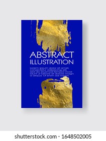 Vector Blue and Gold Design Templates for Brochures, Flyers, Mobile Technologies, Applications, Online Services, Typographic Emblems, Logo, Banners and Infographic. Golden Abstract Modern Background.