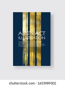 Plantillas de diseño Vector Blue y Gold para folletos, volantes, tecnologías móviles, aplicaciones, servicios en línea, emblemas tipográficos, logotipos, banners e infográficos. Fondo De Oro Abstracto Moderno.