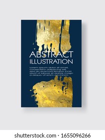Vector Blue and Gold Design Templates for Brochures, Flyers, Mobile Technologies, Applications, Online Services, Typographic Emblems, Logo, Banners and Infographic. Golden Abstract Modern Background.
