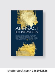 Plantillas de diseño Vector Blue y Gold para folletos, volantes, tecnologías móviles, aplicaciones, servicios en línea, emblemas tipográficos, logotipos, banners e infográficos. Fondo De Oro Abstracto Moderno.