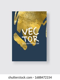 Plantillas de diseño Vector Blue y Gold para folletos, volantes, tecnologías móviles, aplicaciones, servicios en línea, emblemas tipográficos, logotipos, banners e infográficos. Fondo De Oro Abstracto Moderno.