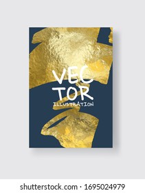 Plantillas de diseño Vector Blue y Gold para folletos, volantes, tecnologías móviles, aplicaciones, servicios en línea, emblemas tipográficos, logotipos, banners e infográficos. Fondo De Oro Abstracto Moderno.