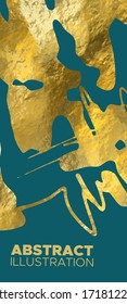 Vector Blue and Gold Design Templates for Brochures, Flyers, Mobile Technologies, Applications, Online Services, Typographic Emblems, Logo, Banners and Infographic. Golden Abstract Background.