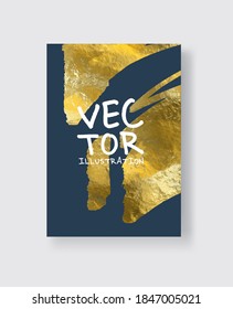 Vector Blue and Gold Design Templates for Brochures, Flyers, Mobile Technologies, Applications, Online Services, Typographic Emblems, Logo, Banners and Infographic. Golden Abstract Modern Background.