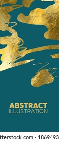 Vector Blue and Gold Design Templates for Brochures, Flyers, Mobile Technologies, Applications, Online Services, Typographic Emblems, Logo, Banners and Infographic. Golden Abstract Background.