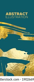Vector Blue and Gold Design Templates for Brochures, Flyers, Mobile Technologies, Applications, Online Services, Typographic Emblems, Logo, Banners and Infographic. Golden Abstract Background.
