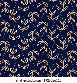 Vektor-blaues Goldlaurel Blätter nahtloses Muster