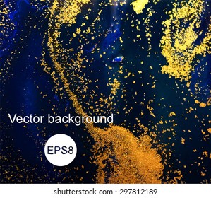 vector blue and gold marbling liquid pattern