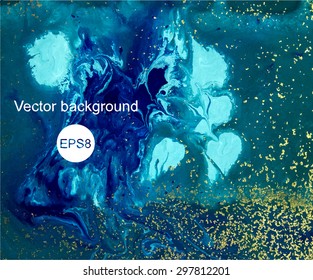 vector blue and gold marbling liquid pattern