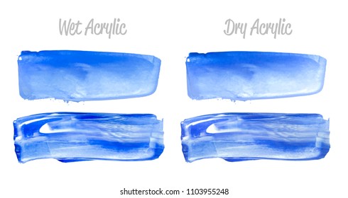 Vector blue and gold paint smear stroke stain set. Abstract gold glittering textured art illustration. Gold Texture Paint Stain Illustration. Hand drawn brush strokes vector elements. Acrilyc strokes.