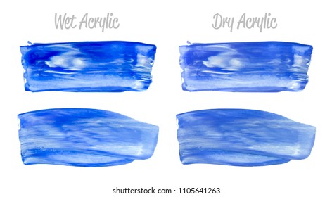 Vector blue and gold paint smear stroke stain set. Abstract gold glittering textured art illustration. Gold Texture Paint Stain Illustration. Hand drawn brush strokes vector elements. Acrilyc strokes.