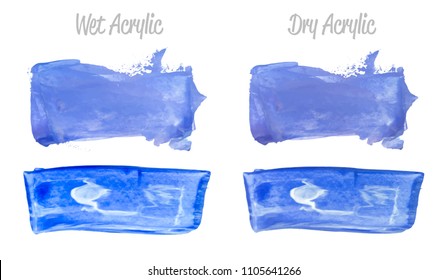 Vector blue and gold paint smear stroke stain set. Abstract gold glittering textured art illustration. Gold Texture Paint Stain Illustration. Hand drawn brush strokes vector elements. Acrilyc strokes.
